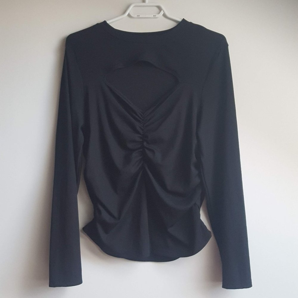 Shein Curve Ruched Solid Black Top 2XL - Picture 2 of 7